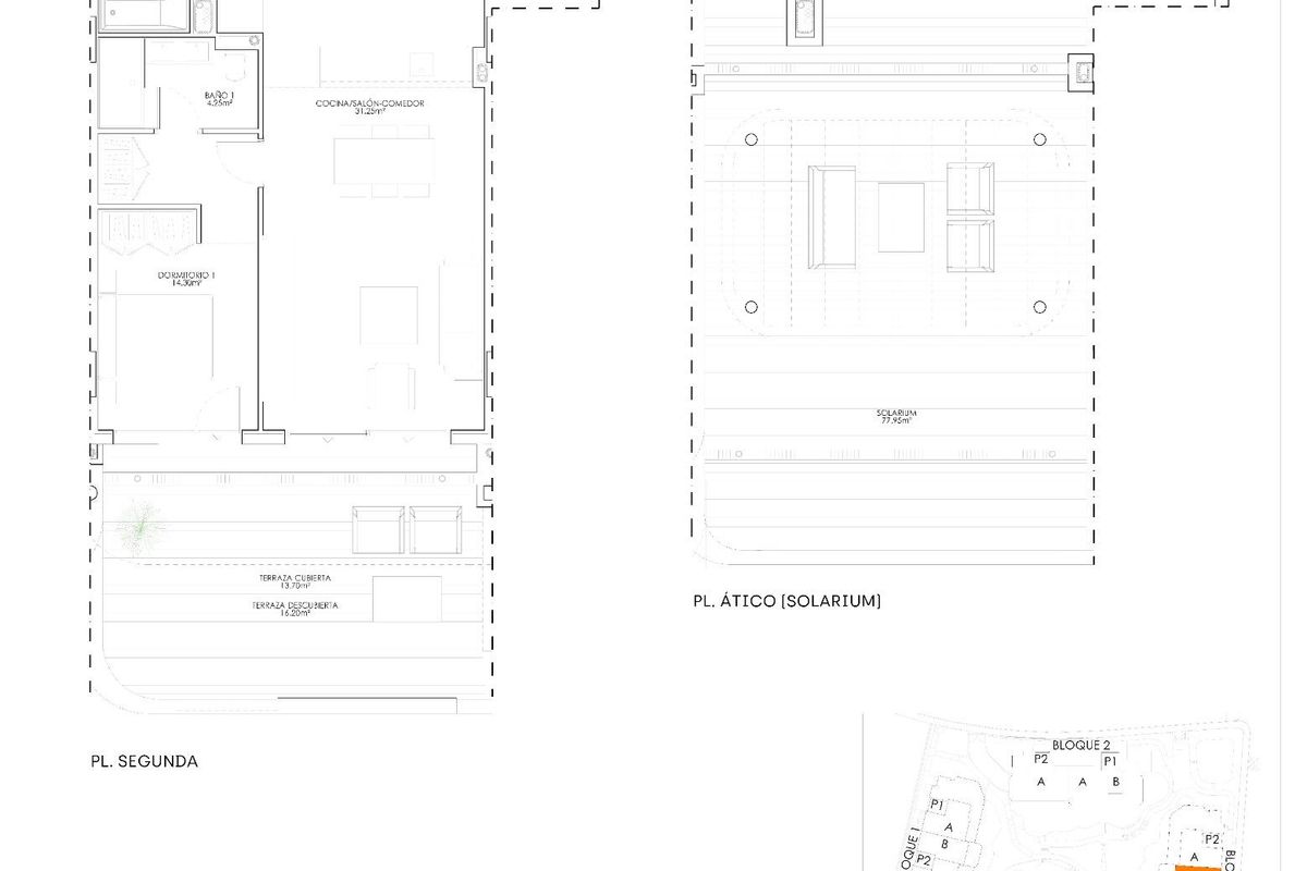 Plattegrond van een 3-slaapkamer penthouse in Estepona, Costa del Sol, met indeling en kamerverdeling.