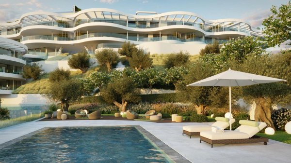 Luxe appartement met zwembad en tuinen in Benahavís, Costa del Sol, ideaal voor ontspanning.
