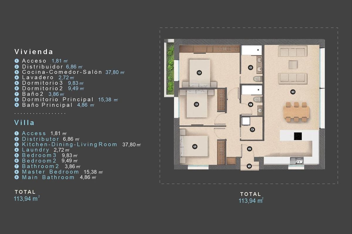 Eethoek in villa Orihuela Costa