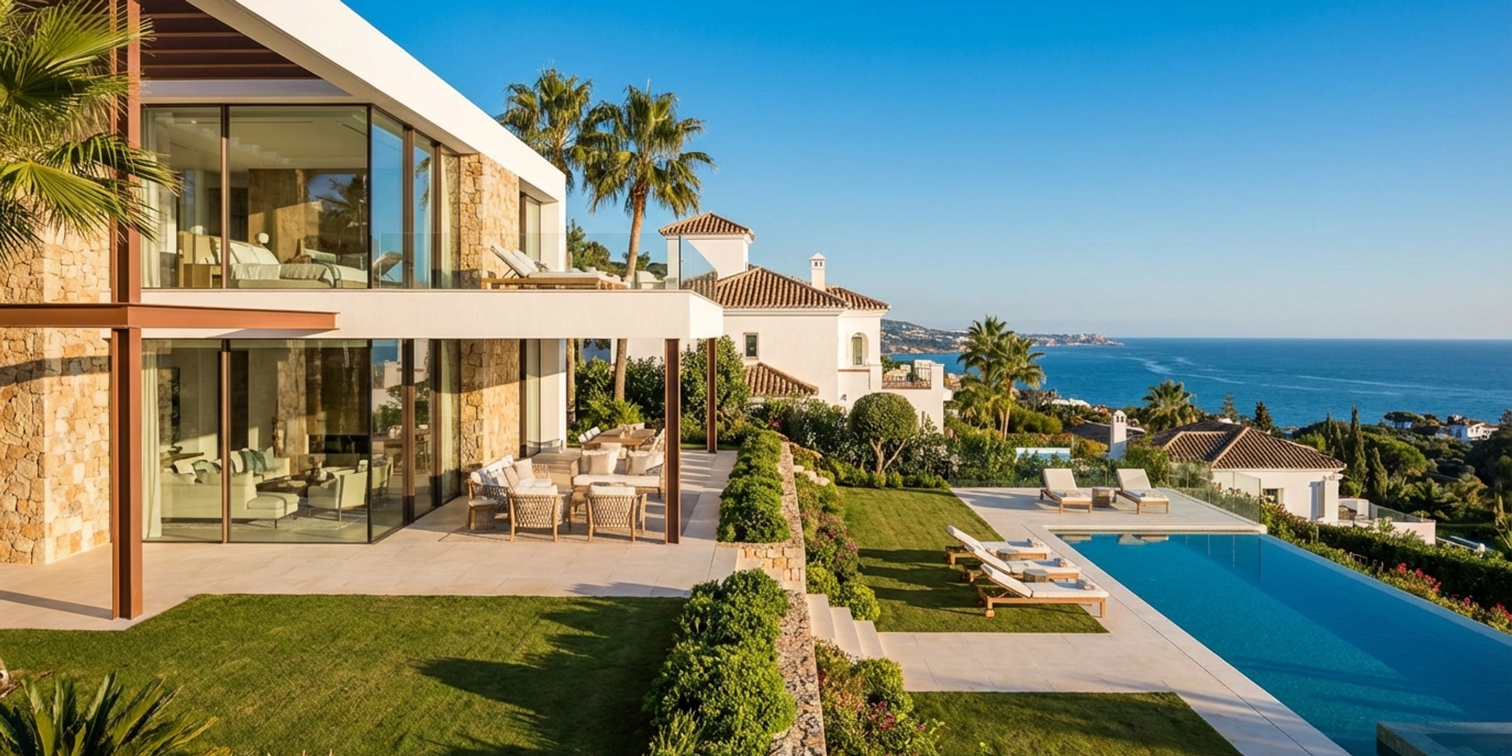 Modern luxury villa in Marbella overlooking the Mediterranean Sea