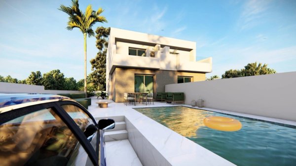 Town house exterior in Daya Nueva with pool