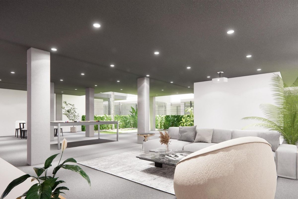 Ruime woonkamer met planten en natuurlijk licht in een 3-slaapkamer villa, Torre Pacheco, Costa Calida.