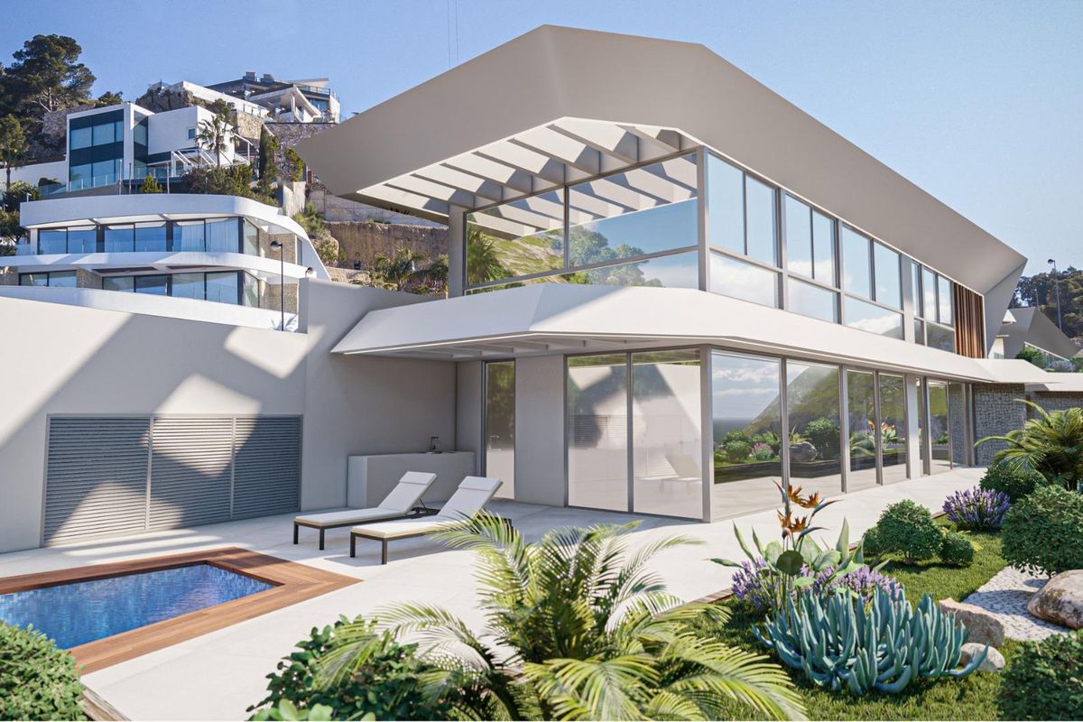 Moderne 4-slaapkamer villa in Calpe, Costa Blanca, met een stijlvolle buitenkant en zwembad.
