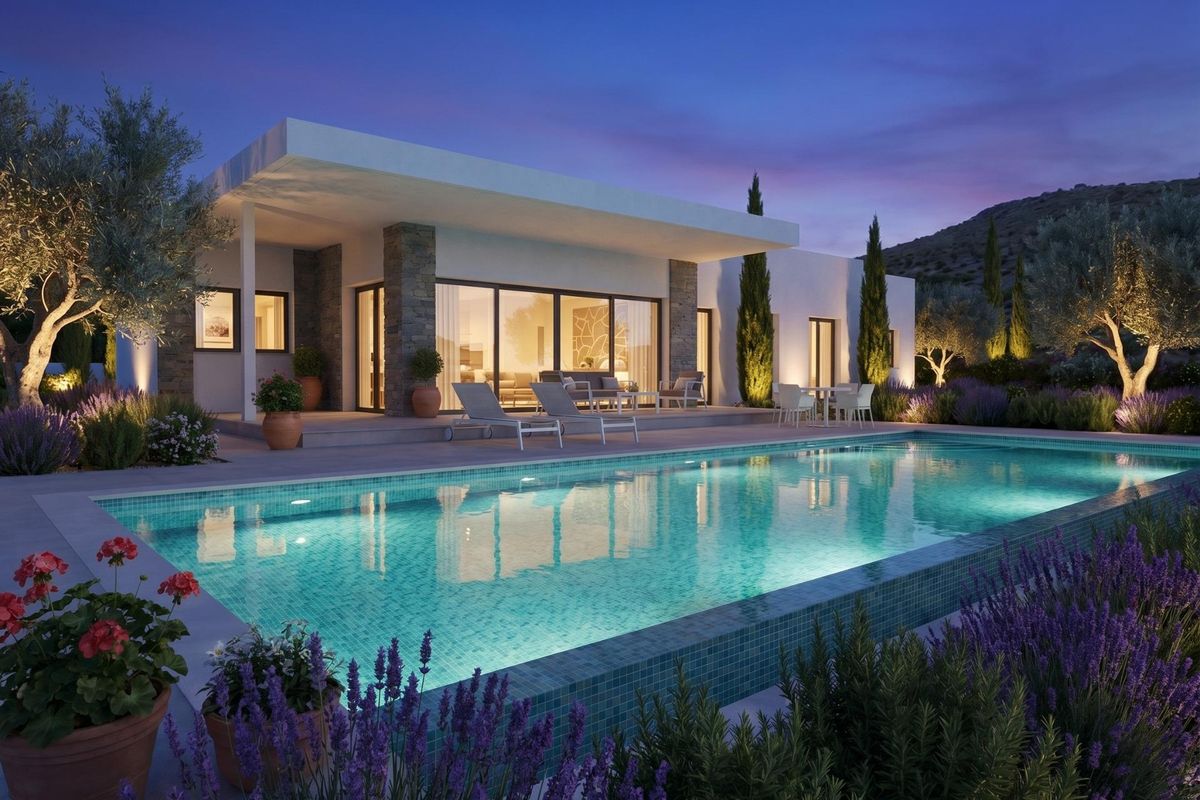 Private swimming pool of villa in Pinoso
