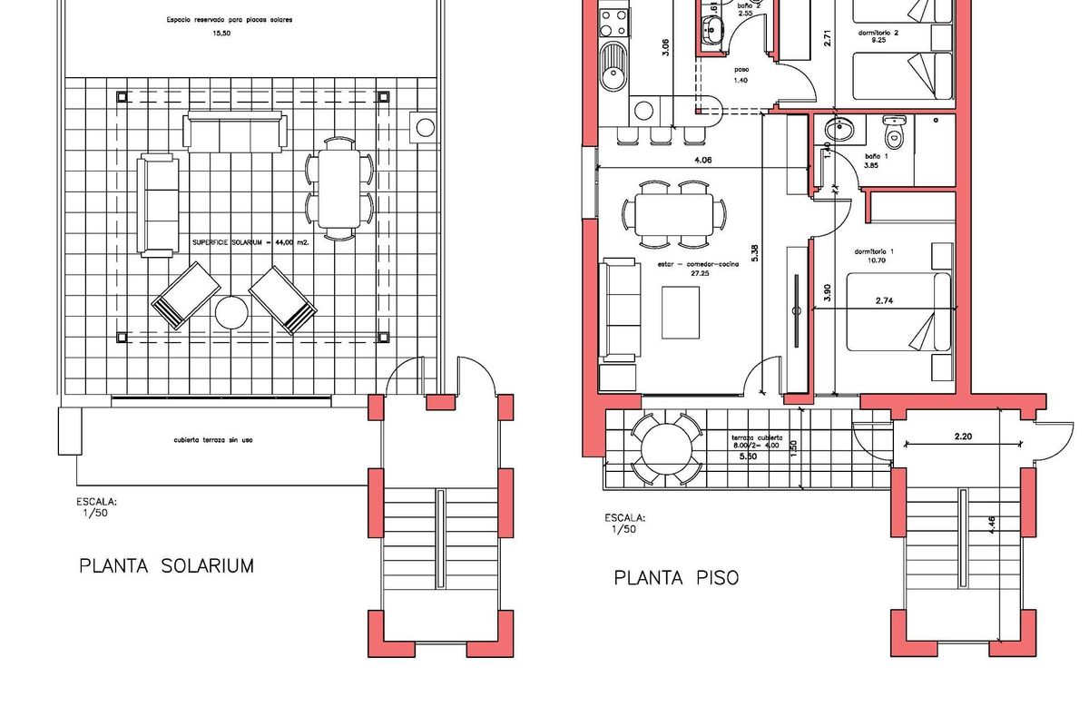 Plattegrond van een 2-slaapkamer bungalow in Fuente Álamo, met de indeling van kamers en woonruimtes.