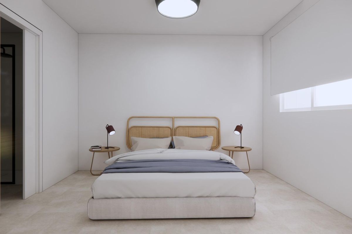 Goed ingedeelde slaapkamer in het 2-slaapkamer appartement, met een gezellig bed in Pilar de La Horadada.