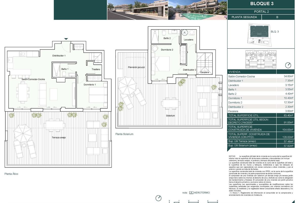 Plattegrond van het 2-slaapkamer penthouse in Estepona, Costa del Sol.