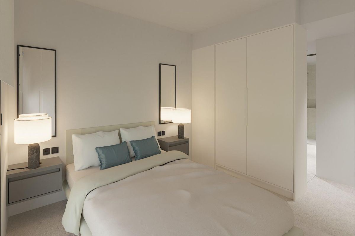 Gezellige slaapkamer ontworpen voor comfort in een 2-slaapkamer appartement in Torrevieja, Costa Blanca.