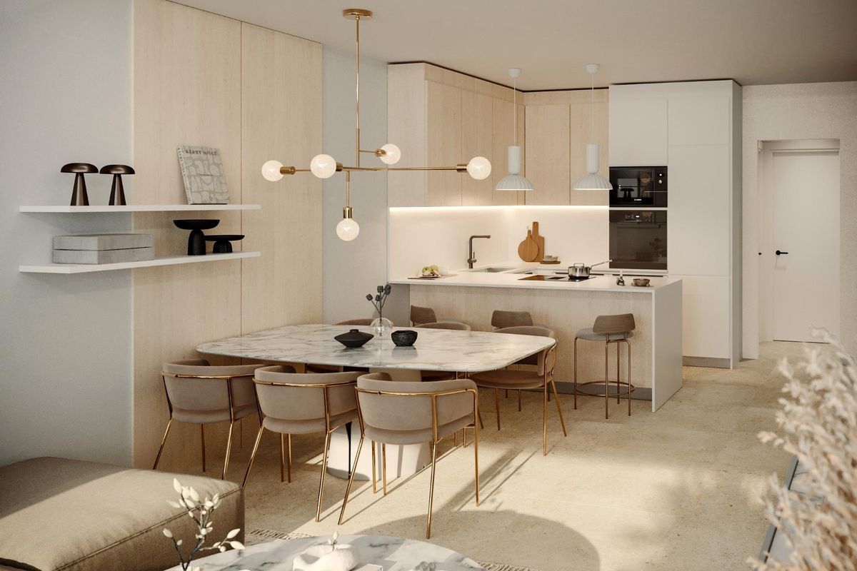 Moderne keukenopstelling met strak design en hoogwaardige apparaten in Fuengirola.