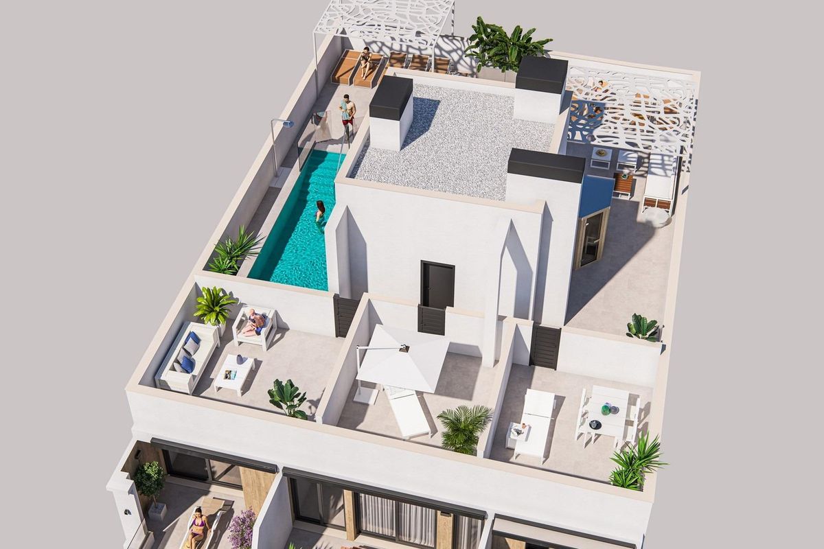 Spacious living area with terrace view