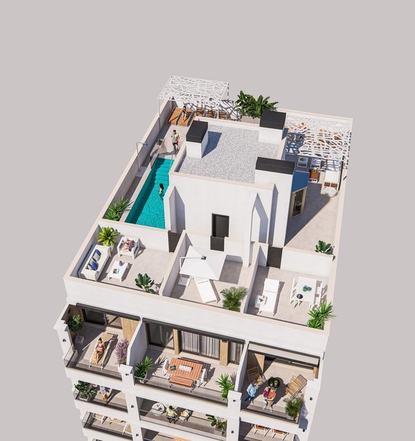 Penthouse in Torrevieja with terrace view