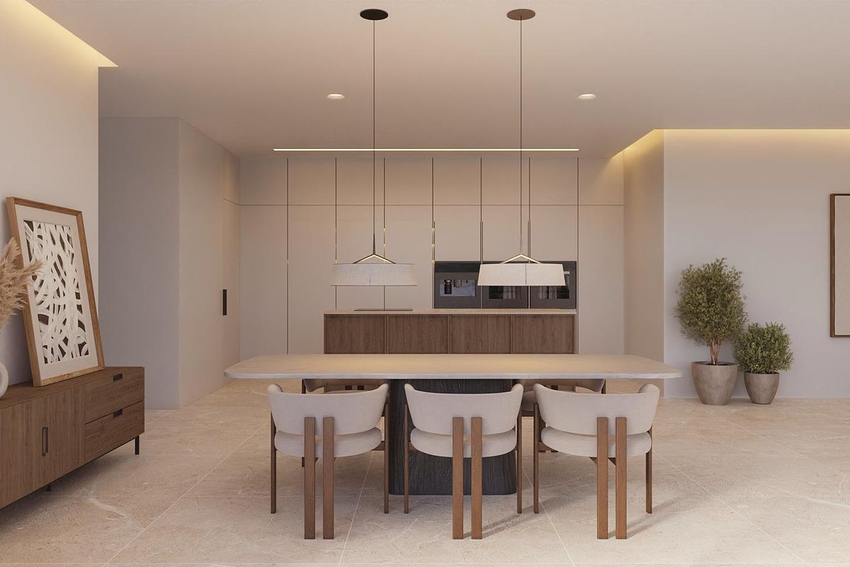 Contemporary keuken en eetruimte in de 6-slaapkamer villa in Moraira Teulada.