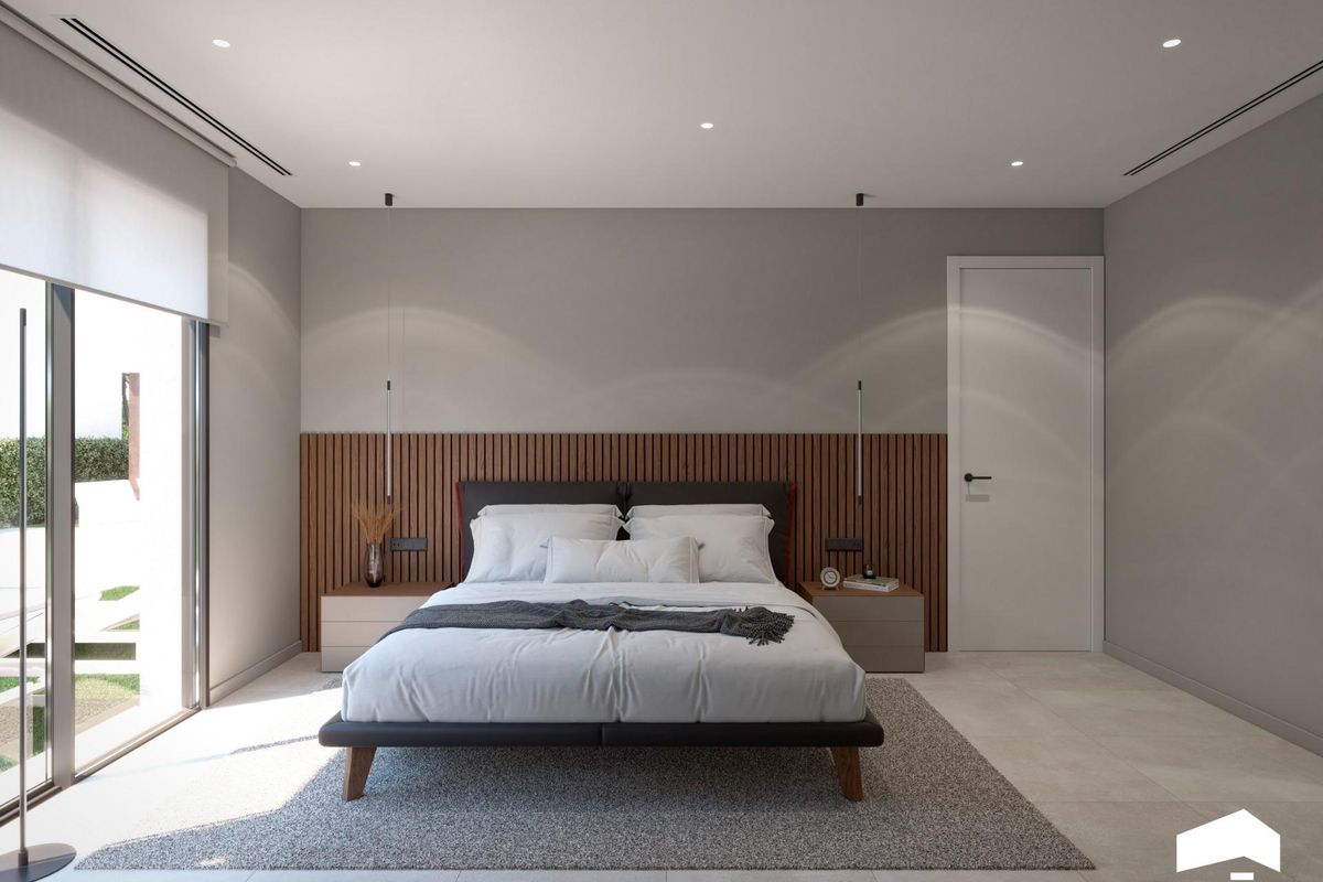 Heldere en ruime slaapkamer in een 3-slaapkamer villa in Torre Pacheco, met moderne inrichting en natuurlijk licht.