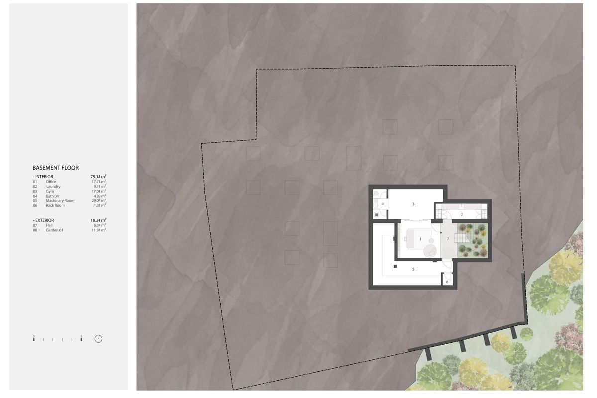 Plattegrond van een luxe villa met indeling in Marbella, Costa del Sol, met vier slaapkamers en voorzieningen.