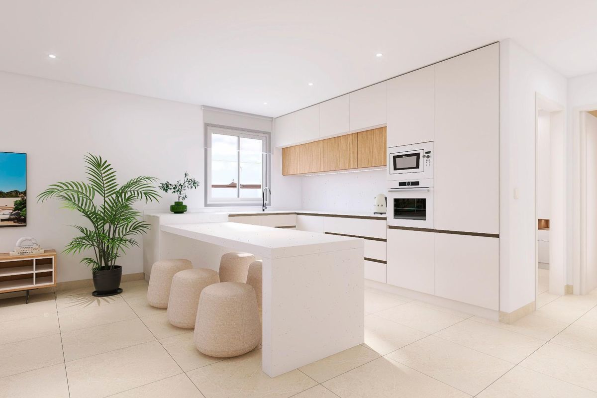 Moderne keuken in de 4-slaapkamer bungalow gelegen in Bigastro, met strakke kasten en apparaten.