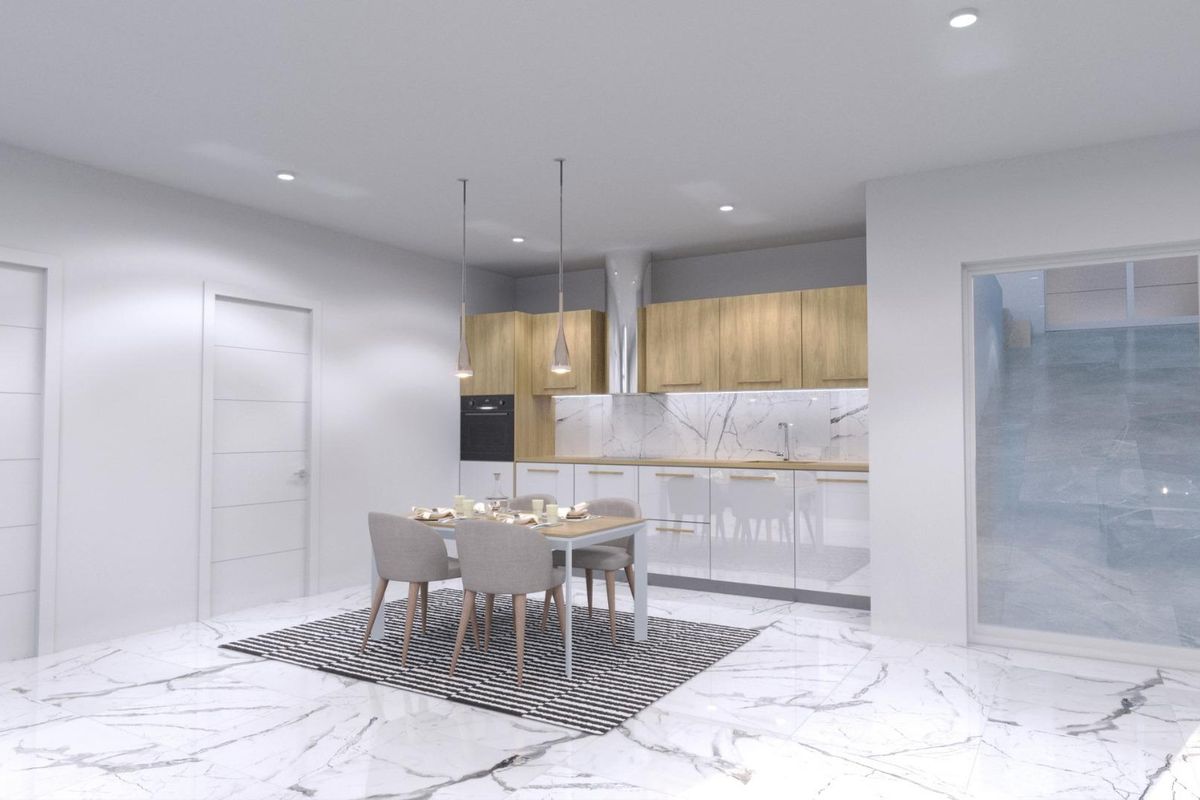 Stijlvol eetgedeelte in een 3-slaapkamer villa, Ciudad Quesada, met een moderne keuken en elegante meubels.