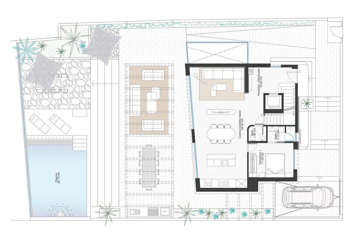 Hochwertige Bauweise der Villa in Cala Flores