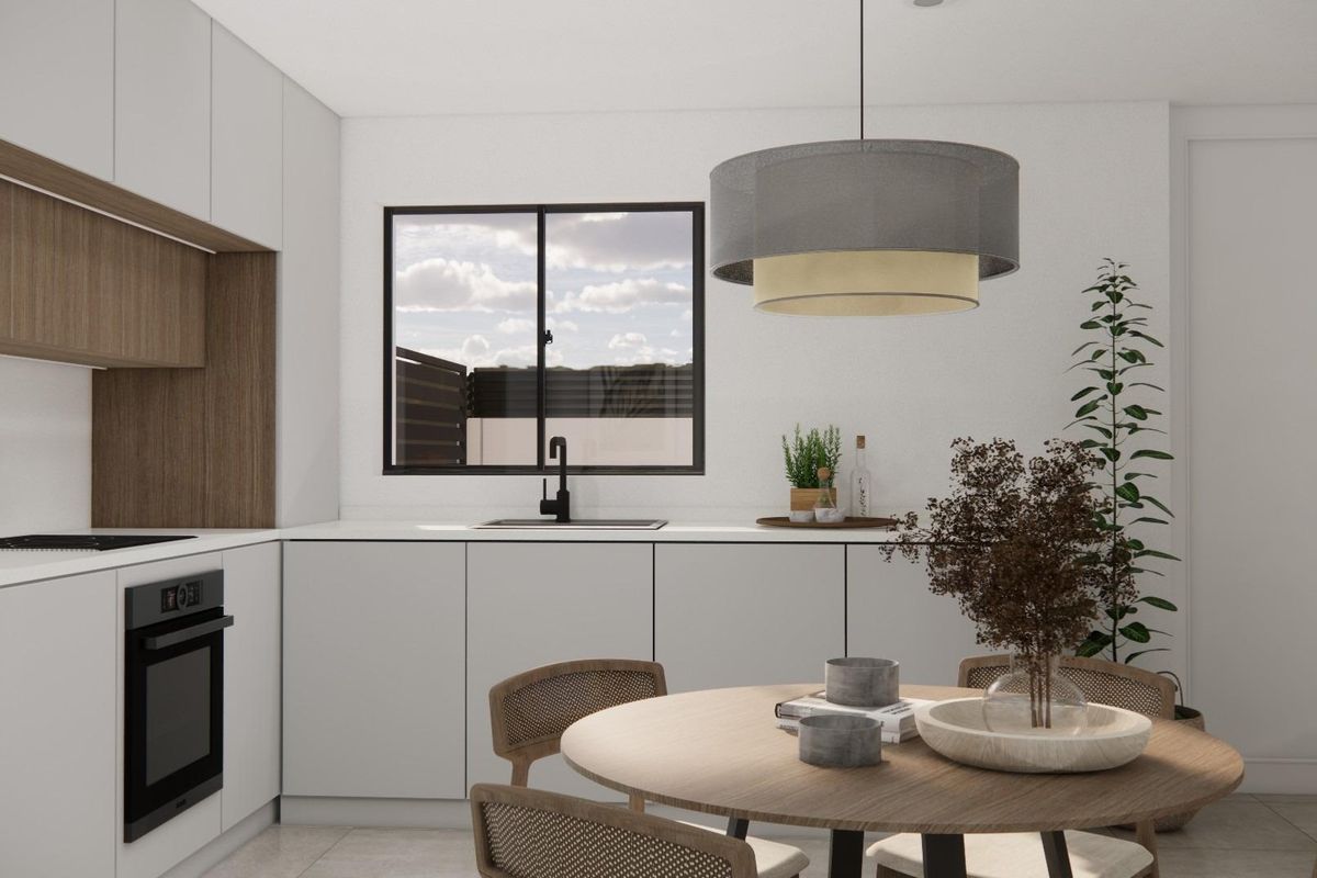 Stijlvolle keuken close-up met moderne apparaten in 3-slaapkamer villa, gelegen in Orihuela, Costa Blanca South.