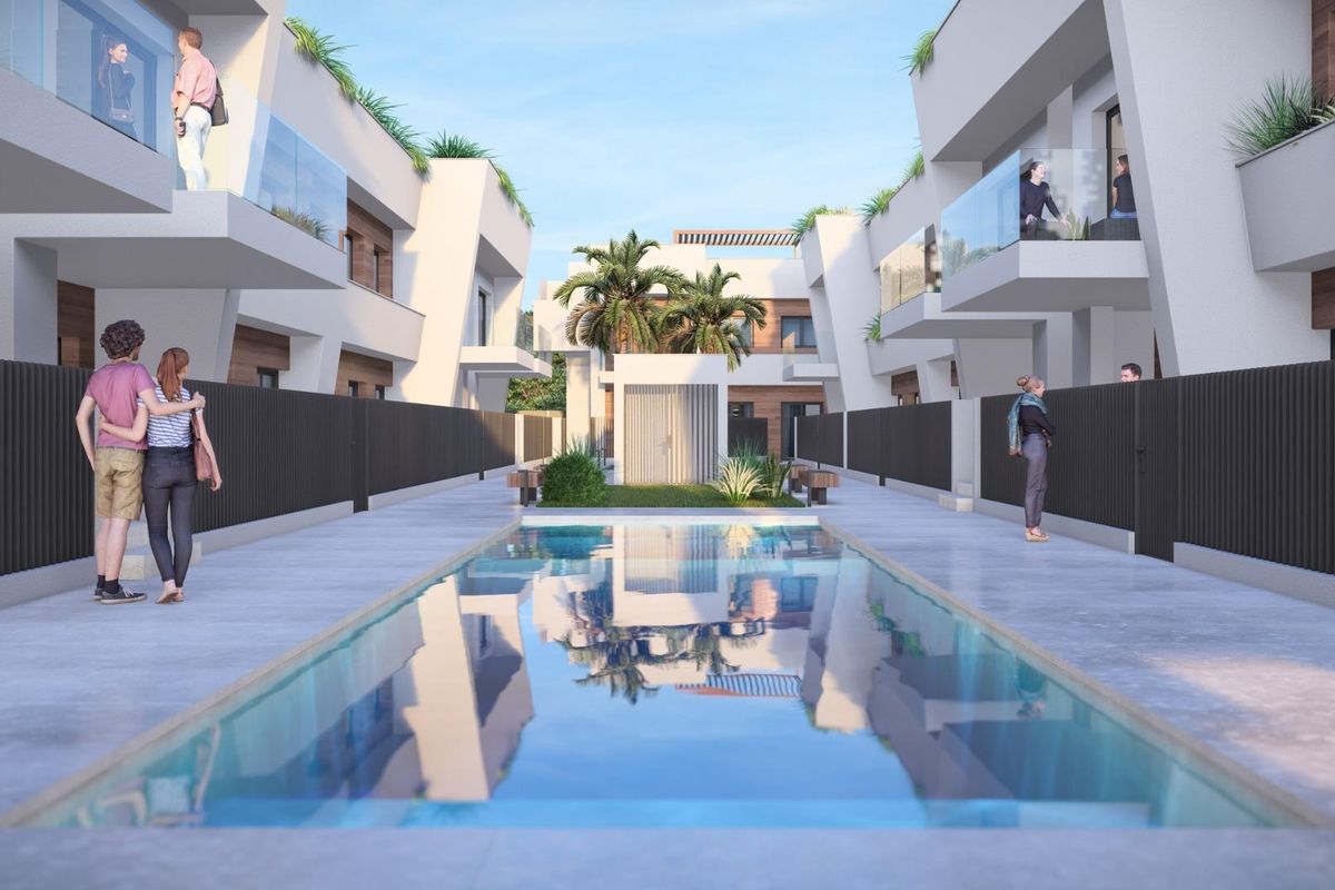 Modern appartementencomplex met een serene zwembad in Torre Pacheco, Costa Calida, Spanje.