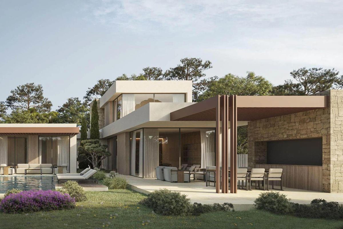 Een andere hoek van de moderne villa met 3 slaapkamers, zwembad en buitenzitplaatsen in Jávea, Costa Blanca.