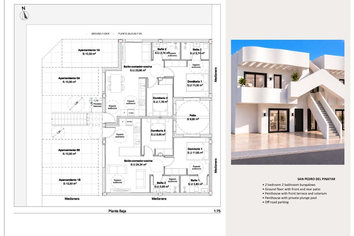 Kleinschalige nieuwbouwwoningen in San Pedro del Pinatar, op slechts 800 m van het strand
