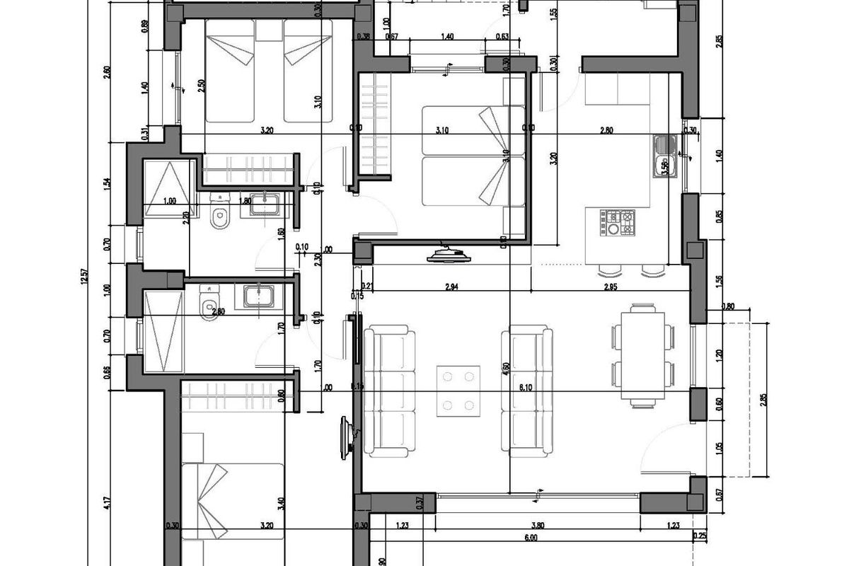 Plattegrond van een 3-slaapkamer villa in Rafal, met de indeling en afmetingen van de kamers.