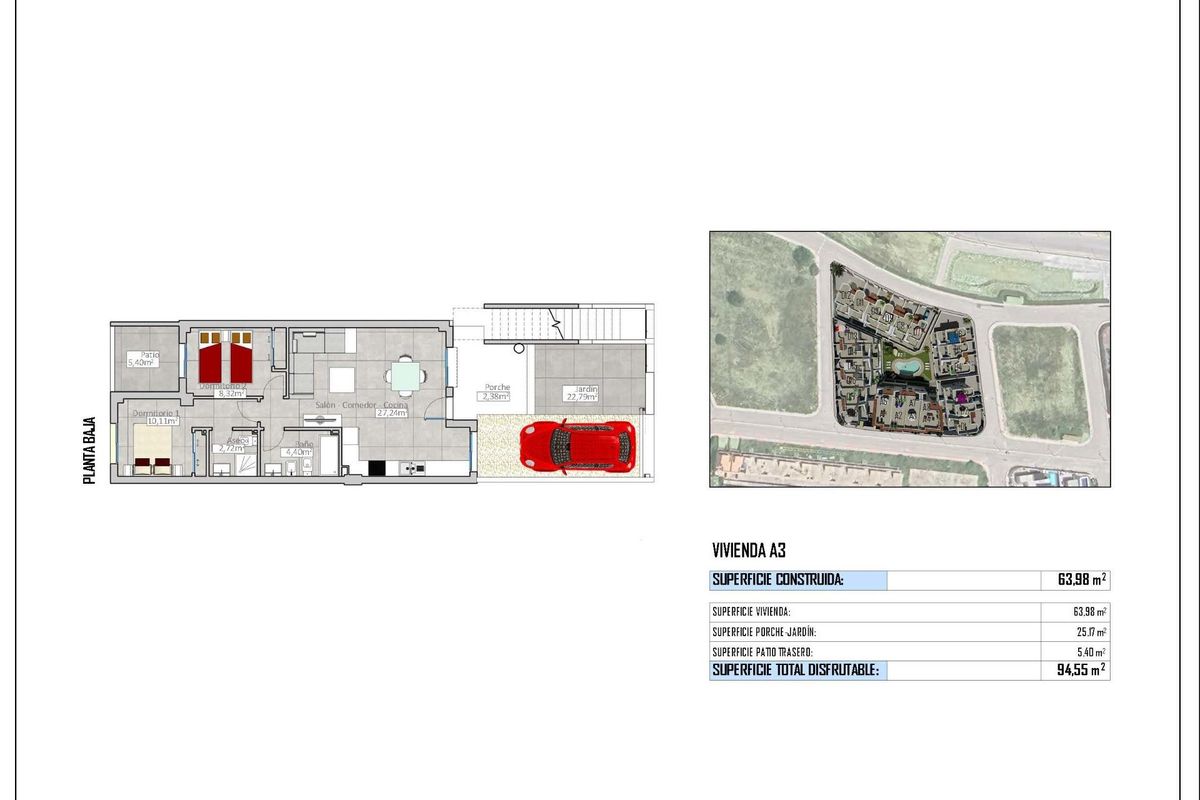 Gedetailleerde plattegrond van het 2-slaapkamerappartement in Cox, met woonkamer en keukenindeling.