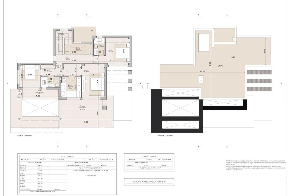 Gedetailleerde plattegrond van een ruime 4-slaapkamer villa in Mijas, die het moderne ontwerp en de indeling laat zien.