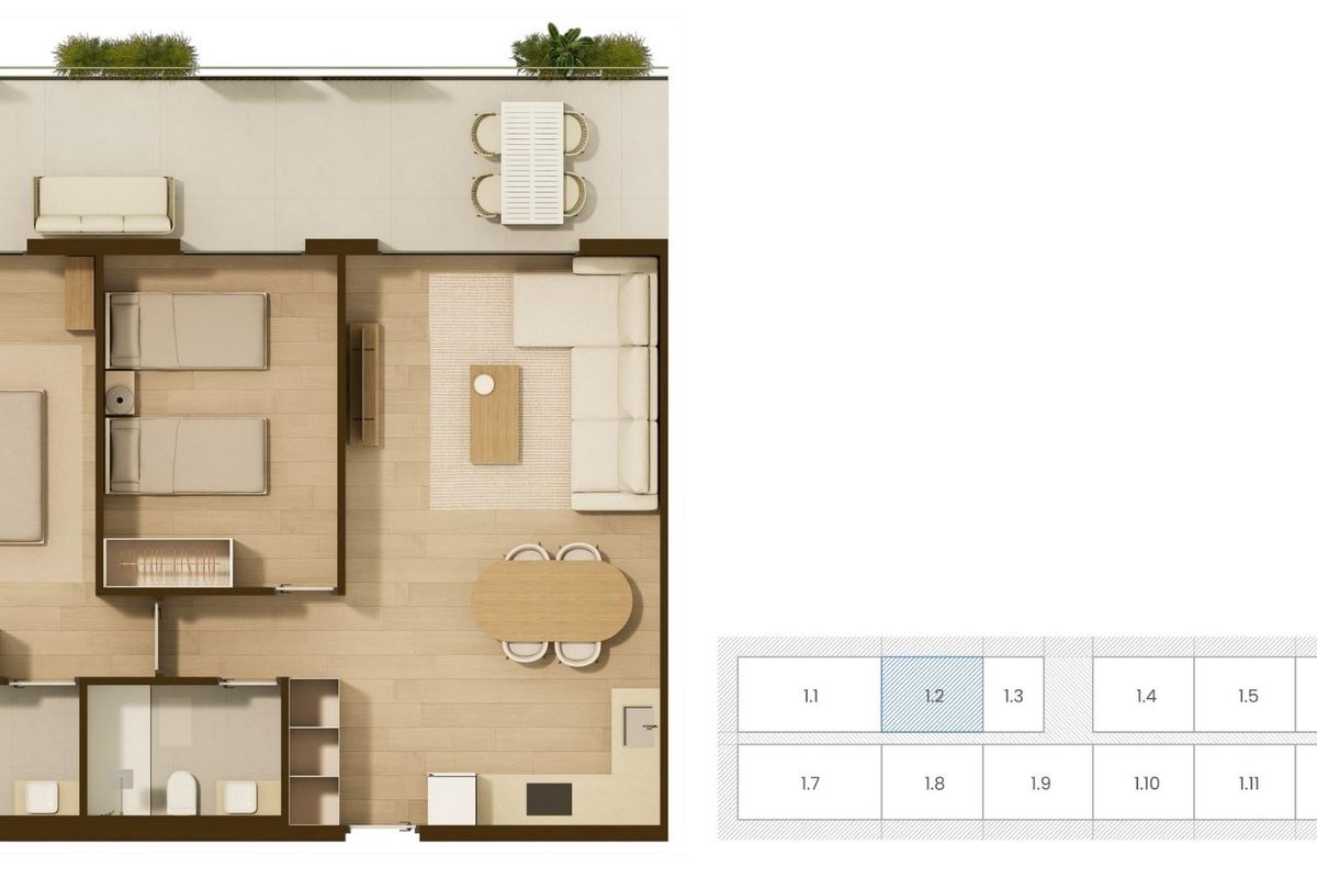 Gemeinschaftsbereich der Moncofa Apartments