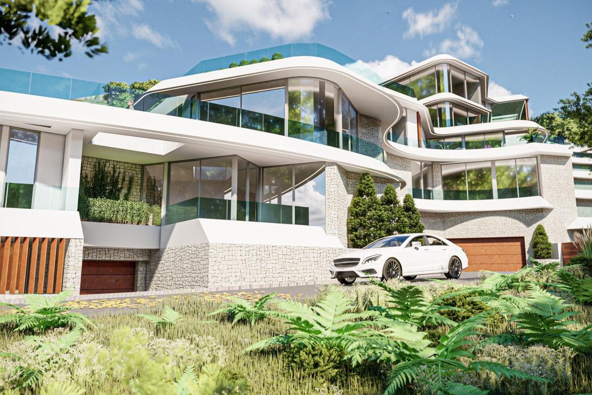 Contemporary villa-exterieur in Calpe met luxe landscaping en strakke ontwerpen.