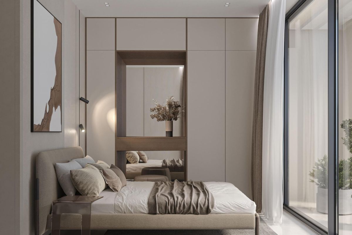 Elegante slaapkamer met natuurlijk licht, sfeervolle inrichting en een gezellige sfeer in een villa in Mijas.