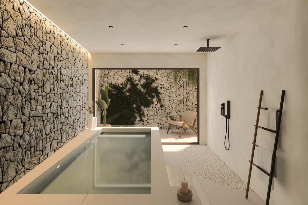 Wohnzimmer mit Panoramablick in der Villa