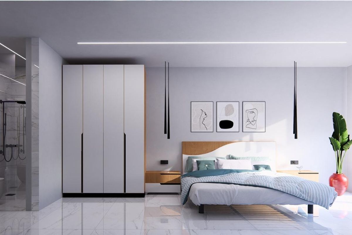 Moderne slaapkamer in een 2-slaapkamer appartement in Algorfa, met stijlvolle inrichting en volop natuurlijk licht.