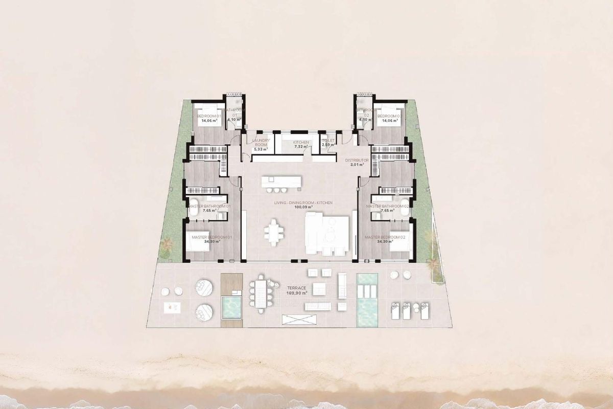 Landschapsarchitectuur met watervallen