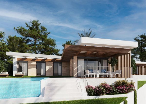Moderne 3-slaapkamer villa met zwembad in Polop, Costa Blanca Noord, met een stijlvolle buitenkant en tuin.
