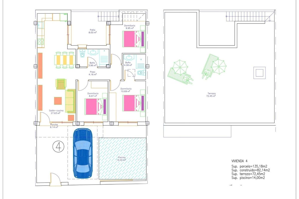 Spacious terrace at Avileses town house