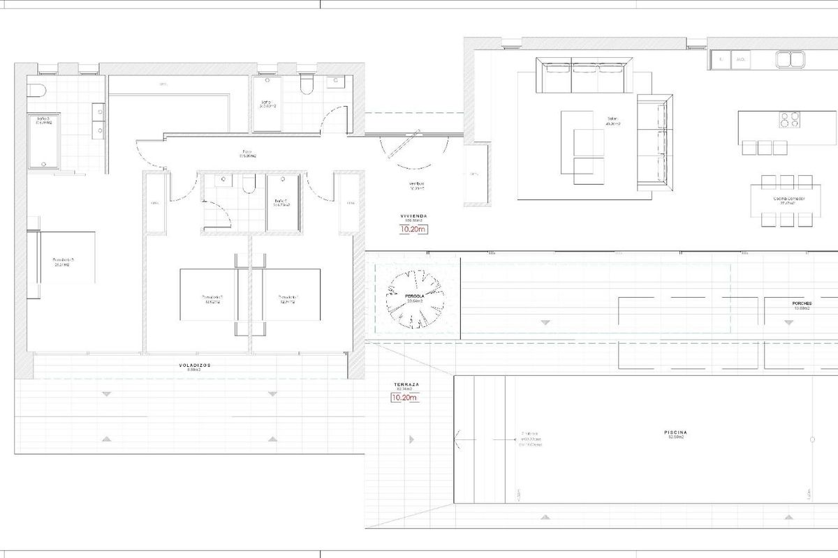 Plattegrond van de moderne villa in Calpe, met indeling en kamerindelingen voor optimaal wonen.