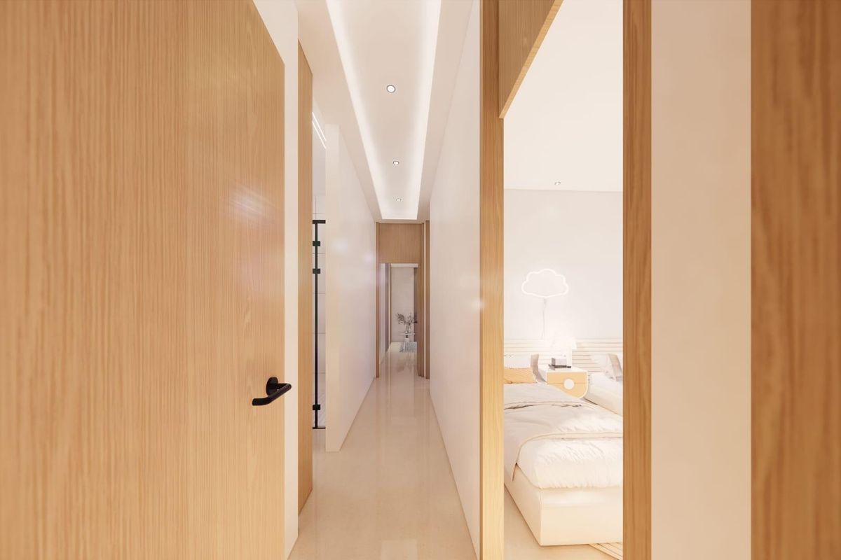 Gang die naar slaapkamers leidt in een heldere en ruime 3-slaapkamer villa in Pilar de La Horadada.