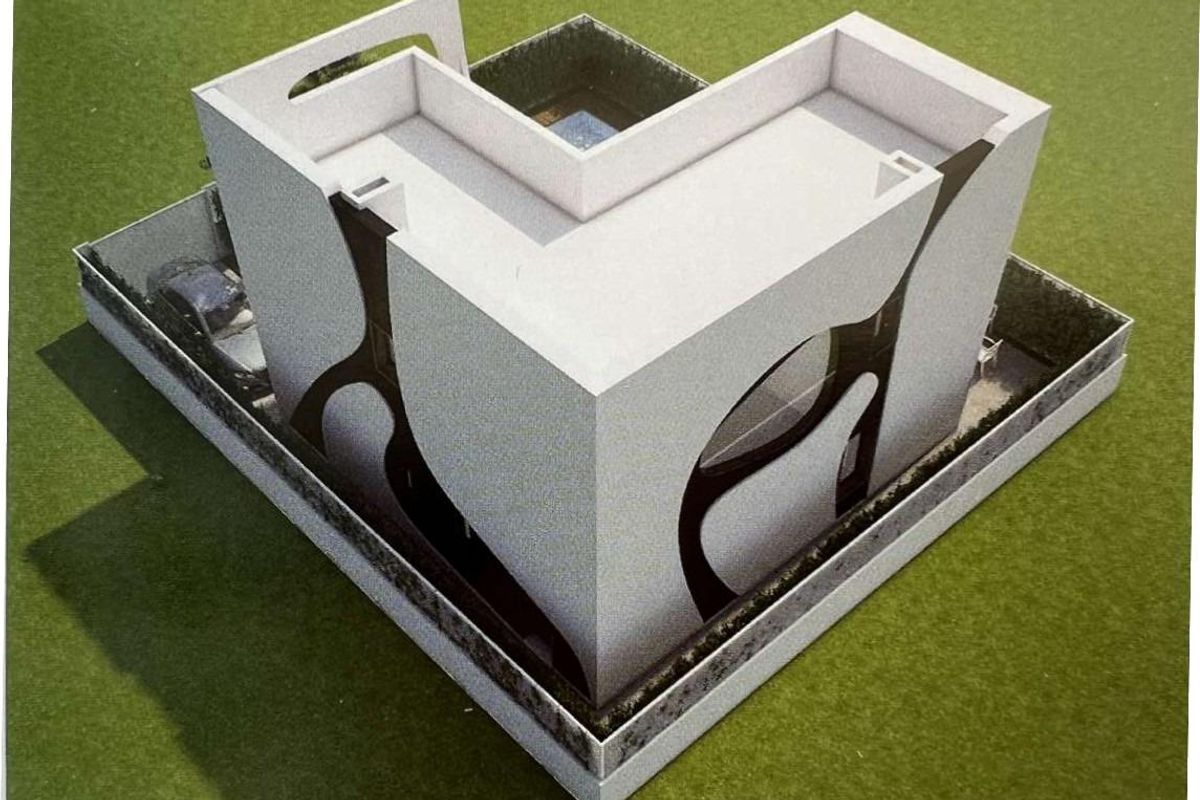 Plattegrond van de moderne villa in Rojales, benadrukt de unieke indeling en ruime opzet.