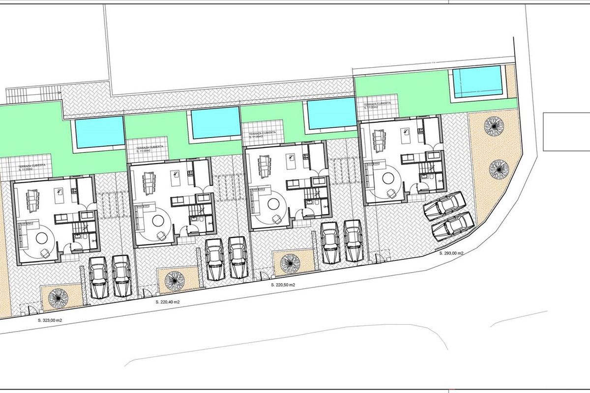 Plattegrond van de 3-slaapkamer villa met aangewezen zwembad en tuinen in Denia, Costa Blanca.