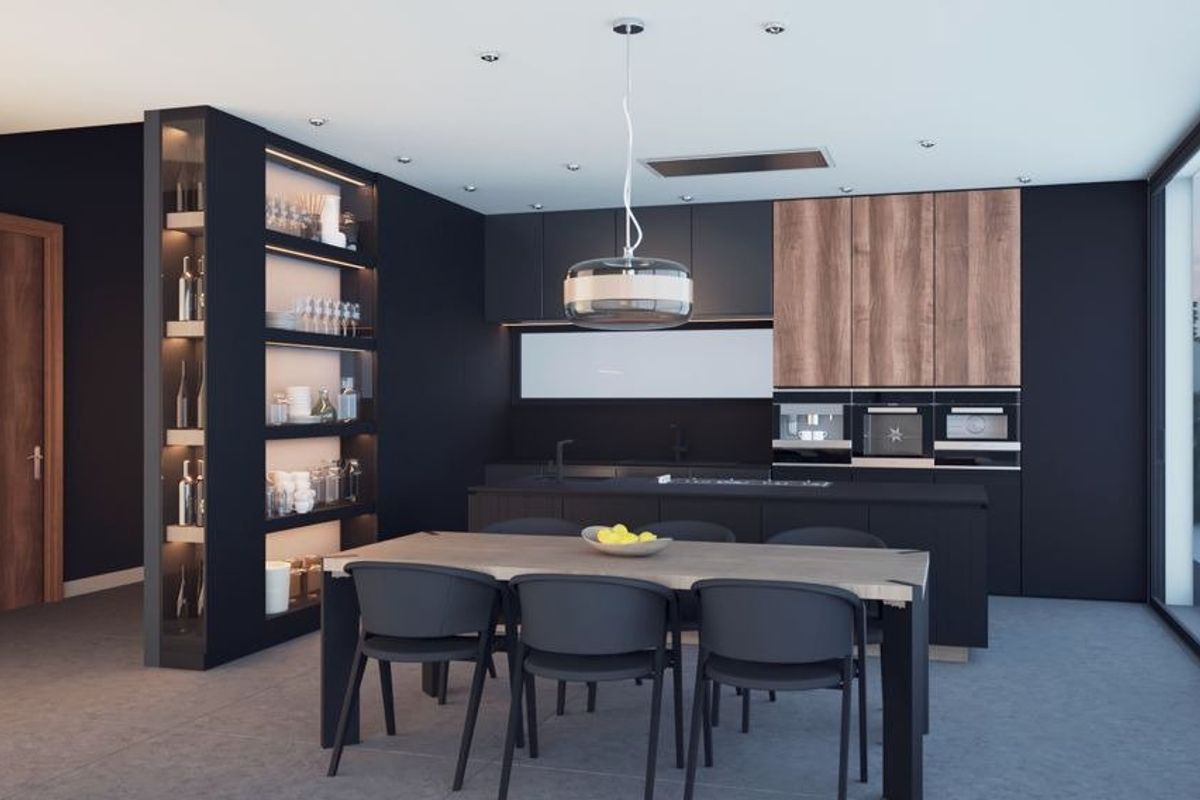 Moderne keuken in de villa met stijlvolle decoratie, perfect om te dineren in Altea, Costa Blanca Noord.