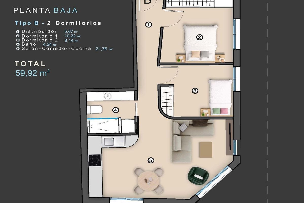 Plattegrond van het Torrevieja appartement