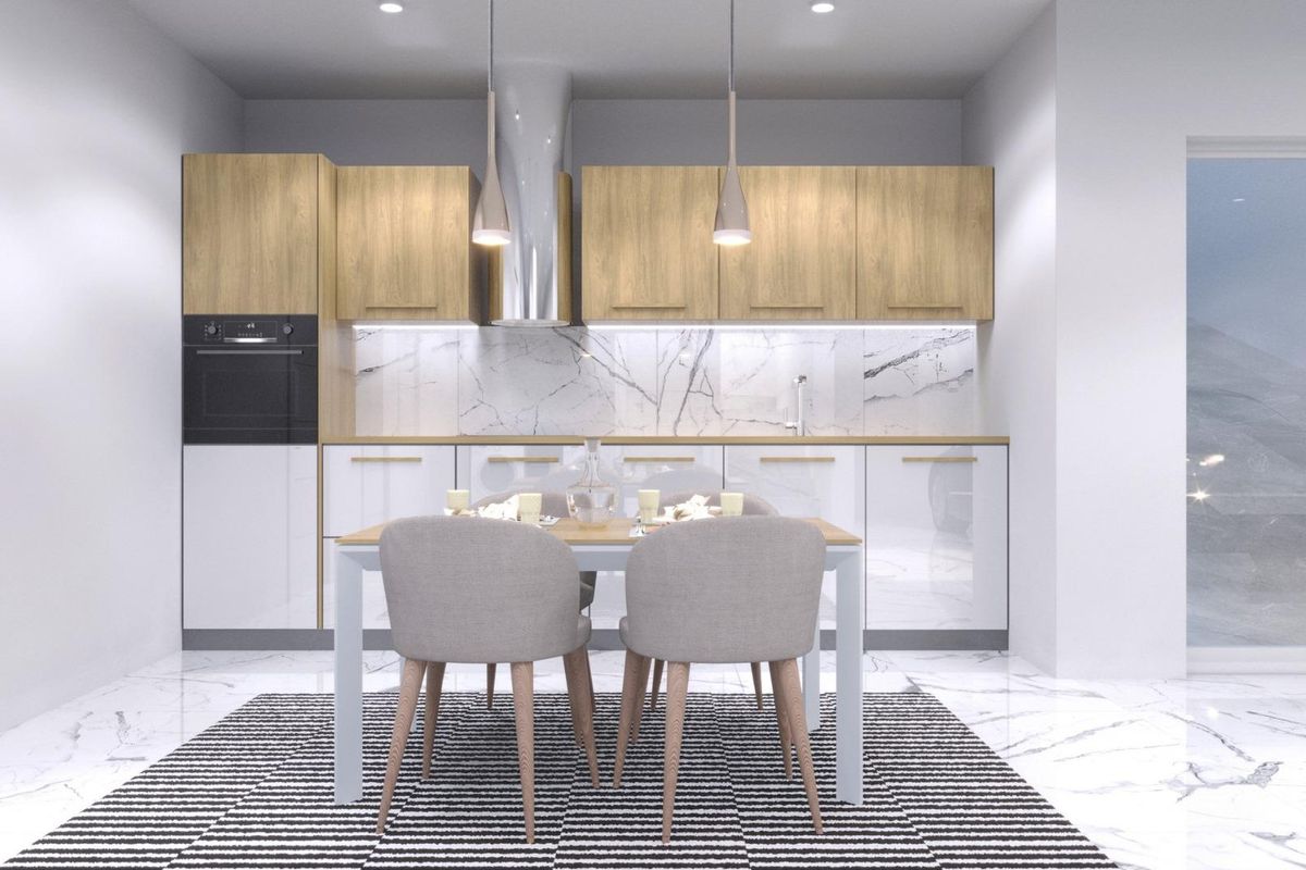 Contemporary keuken en eetruimte in een 3-slaapkamer villa, Ciudad Quesada, ontworpen voor modern leven.