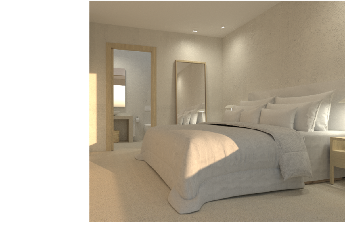 Gezellige slaapkamer in de 4-slaapkamer villa in Denia, met een comfortabel bed en moderne inrichting.