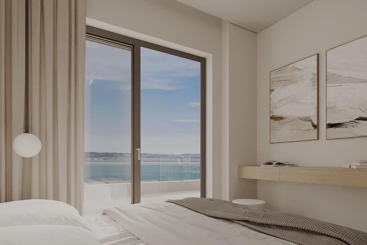 Gezellige slaapkamer met prachtig uitzicht in een 3-slaapkamer appartement in Mijas, Costa del Sol.