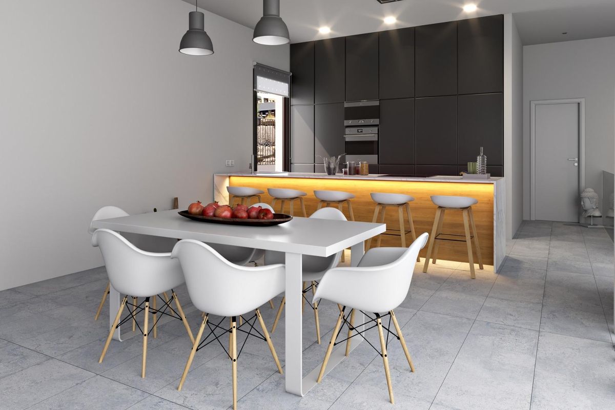 Chique keuken in de villa in Finestrat, met moderne apparaten en een strakke indeling.