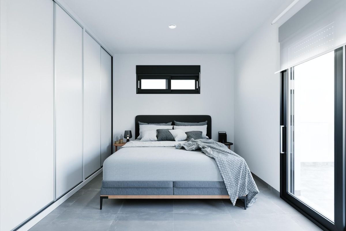 Gezellige tweede slaapkamer in de bungalow, ontworpen voor comfort, gelegen in Torre Pacheco.