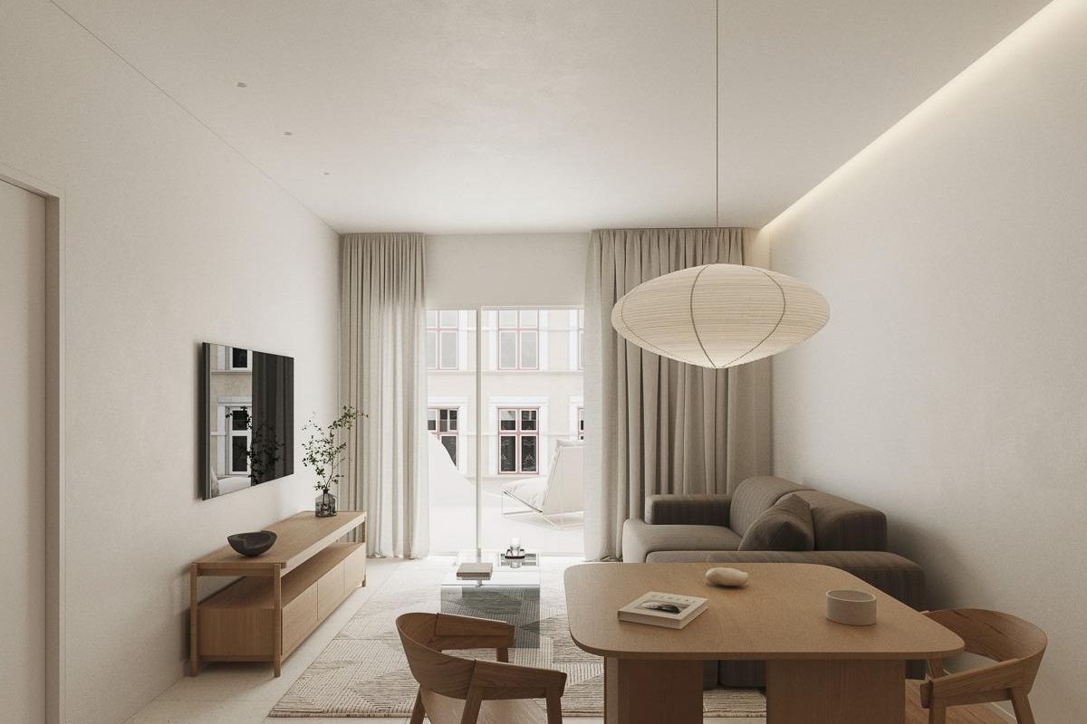 Heldere binnenkant van een 2-slaapkamer appartement, met een gezellige woon- en eetruimte in Torrevieja.