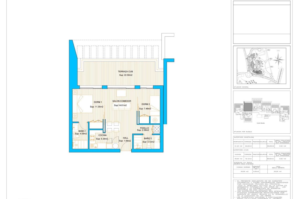 Plattegrond van een 2-slaapkamer appartement in Casares, Costa del Sol, met indeling en kamergroottes.