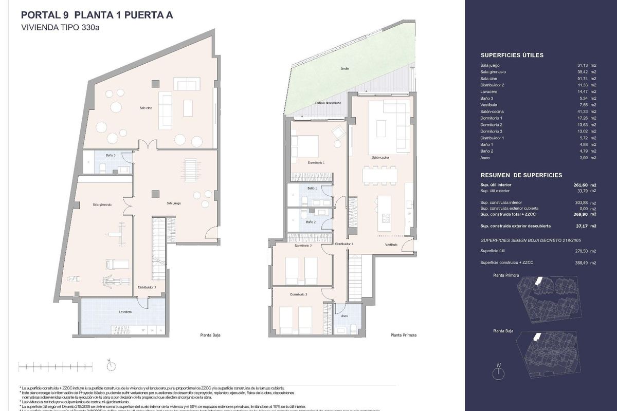 Gedetailleerde plattegrond van een 3-slaapkamer appartement in Marbella, Costa del Sol, Spanje, die de indeling toont.